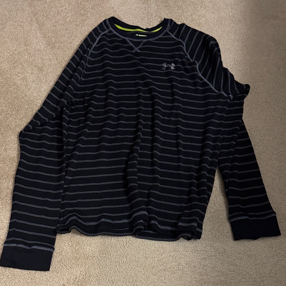 Under Armour Black and Gray Striped Crewneck